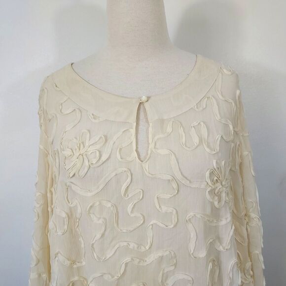 Simonton Says by George Simonton Blouse Top Womens Plus Size 2X Sheer Applique - Picture 3 of 11